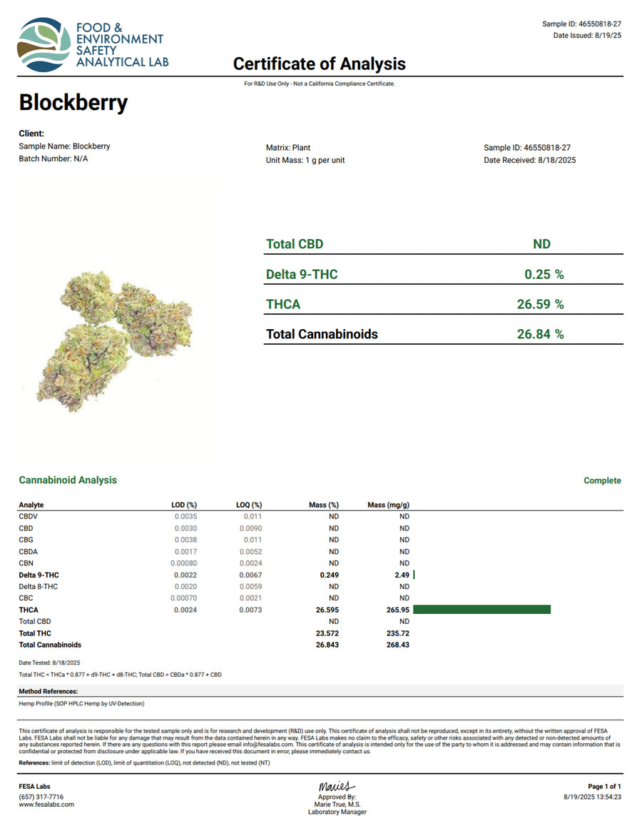 Certificate of Analysis