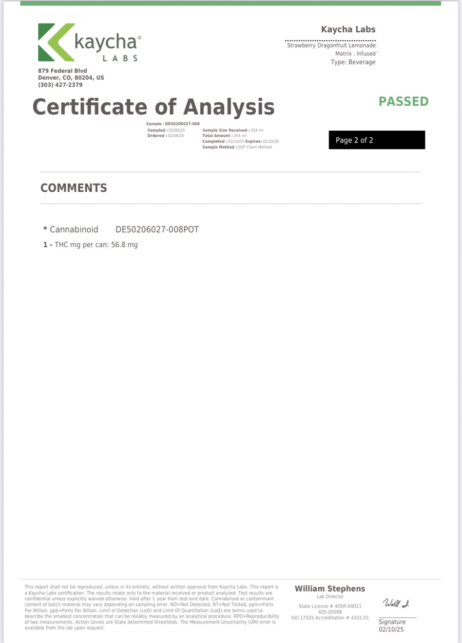 Certificate of Analysis